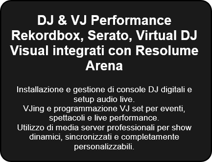 Performance DJ e VJ con tecnologie multimediali integrate